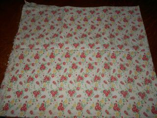 Vintage Full Feed Sack White Background With Red & Yellow Flowers Approx 43 " X38 "