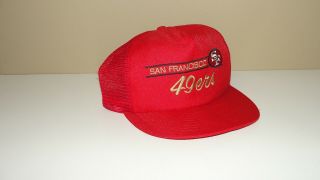 Rare Vintage San Francisco 49ers Snapback Trucker Hat Red Script Old School Mens