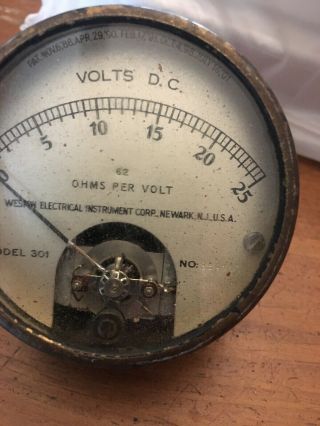 Vintage Weston Electrical Instrument Model 301 D - C Ammeter Gauge Meter
