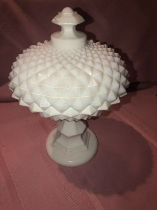Vintage Westmoreland Sawtooth Milk Glass Candy Dish With Cover Lid Footed,  VGC 2