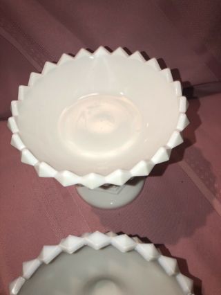 Vintage Westmoreland Sawtooth Milk Glass Candy Dish With Cover Lid Footed,  VGC 3