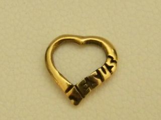 Vintage 14 Kt Gold Floating Heart Charm (jesus)