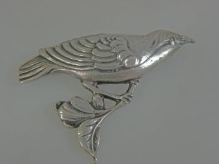 Sterling Silver Vintage Estate Rare Large Bird Brooch From Gumps.  Artist Signed