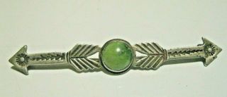 Vintage Native American Silver And Turquoise Bar Pin With Arrows
