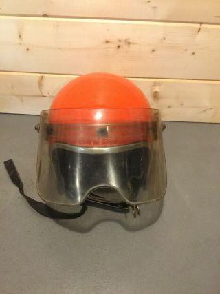Vintage 1960 ' s Bell RT Motorcycle Helmet With Shield Orange No Markings READ 2