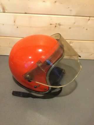 Vintage 1960 ' s Bell RT Motorcycle Helmet With Shield Orange No Markings READ 3