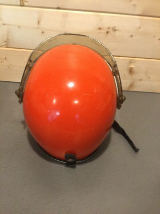 Vintage 1960 ' s Bell RT Motorcycle Helmet With Shield Orange No Markings READ 4