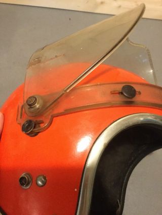 Vintage 1960 ' s Bell RT Motorcycle Helmet With Shield Orange No Markings READ 8