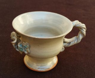 Vintage Latvian Decorative Glazed Cup Pottery Vase Floral Design