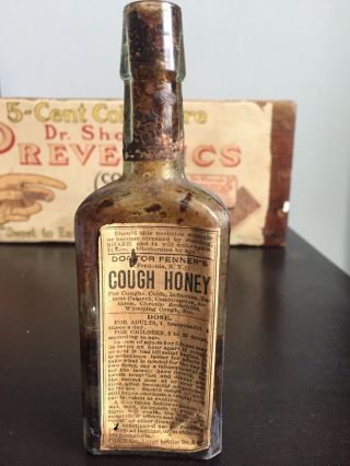 Vintage Dr.  Fenner’s Cough Honey Bottle Medicine Fredonia York Quack