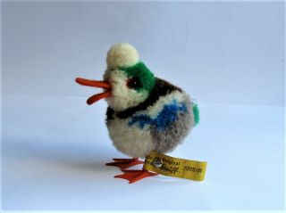 Vintage Steiff Duck Duckling 7205 Woven Fur Wool Pom With Tag