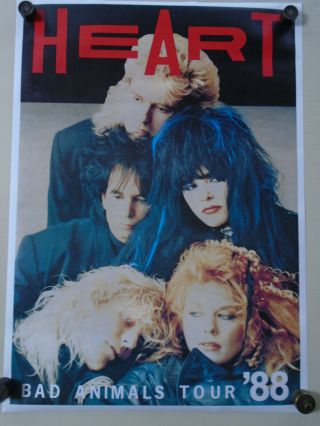 Heart / Vintage Tour Poster - Bad Animals Tour " 88 " / Cond.  / 24 X 34 "