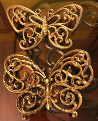 Set Of Vtg Mid Century Syroco Gold Dart Butterfly Decorations Wall Hanging Art
