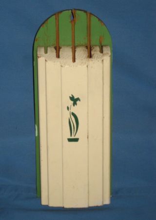 Vtg/antique/art Deco Jadite Green/cream Wood Knife Rack/holder