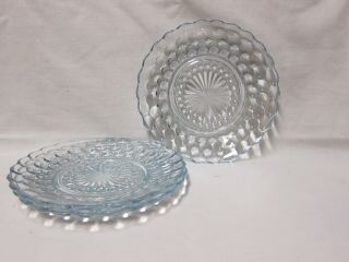 3 Vintage Anchor Hocking Blue Bubble Glass Bread & Butter Dishes