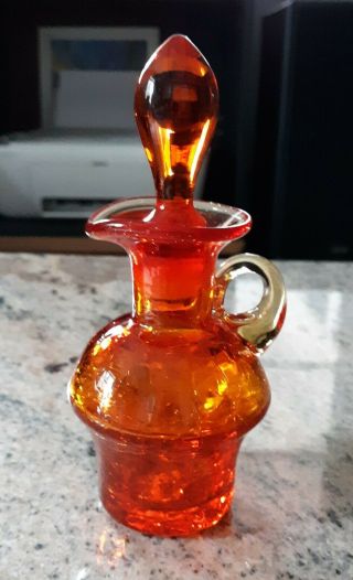 Vintage Amberina Crackle Glass Cruet W/stopper
