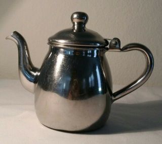 Vintage Polar Mini Metal Stainless Steel Teapot/hinged Lid,  Allegheny Metal Ware
