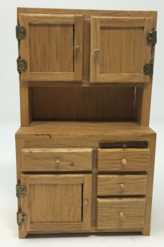 Vintage Dollhouse Miniature Wood Cupboard Hutch Furniture Handcraft Designs