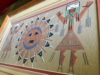 Vintage Authentic Signed Navajo Sand Painting,  Fred Hayes - Framed 18 ¼” x 12 ¼” 2