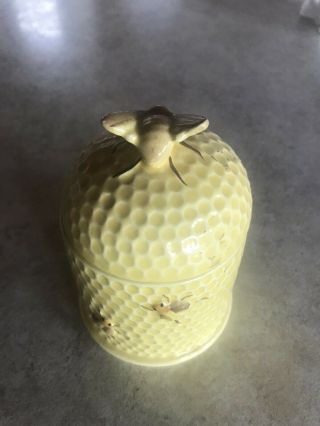 Vintage Adorable Ceramic Bee Hive Honey Pot Jar with Bees 3