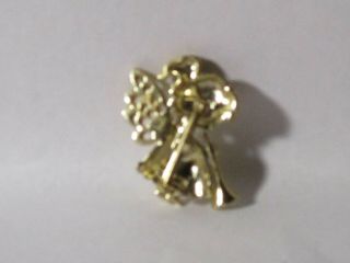Vintage Signed BEATRIX Gold - Tone Enamel Rhinestone Christmas Angel Pin Brooch 2