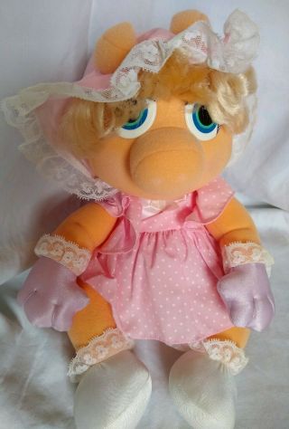 Vintage Muppet Babies Miss Piggy Plush Doll Jim Henson 1985 Hasbro Softies Euc