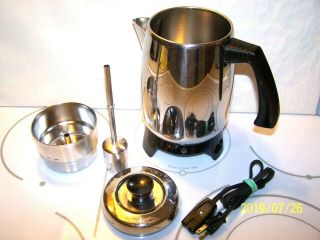 Vtg.  West Bend Stainless Steel 6 - 9 Cup Automatic Percolator Model 7260e