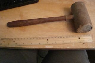 Vintage Primitive Wooden Mallet Hammer 12 " L 4 " W Well