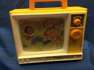 Vintage Fisher Price 2204 Music Box Tv Wind Up Row Your Boat London Bridge 1987