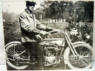 Vintage Harley Davidson 11 " X " 14 " B/w Photo 1915 11 F Double?