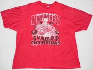 Vintage 1997 Detroit Red Wings Hockey Stanley Cup Champions Shirt Size 3xl/xxxl
