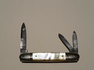 Vintage Germania Cutlery Ruso 3 - Blade Pocket Knife Germany Mother Of Pearl