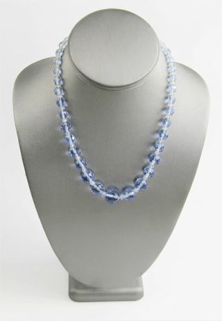 18 " Estate Vintage Jewelry Pale Blue Glass Graduated Bead Necklace