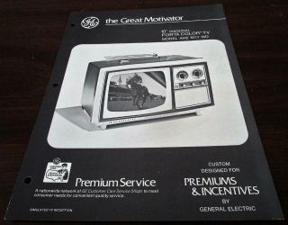 Vintage Ge General Electric 10 " Porta Color Tv Television Dealer Brochure H