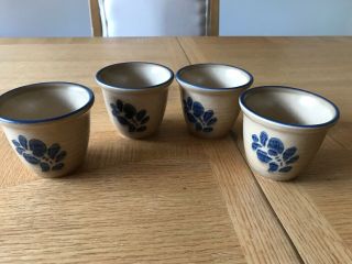 Set Of 4 Vintage Pfaltzgraff Folk Art Stoneware Custard Cups 6 Ounce