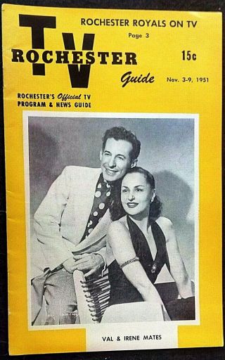 Vintage Rochester Tv Guide November 1951 Rochester Royals Great Ads & Stories