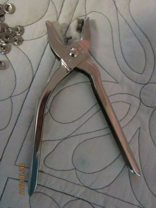 Vintage Metal Scovill Snap Punch Pliers Tool Fastener & Various Snaps 2