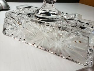VINTAGE ZAJECAR CRYSTAL PINWHEEL 1/4 POUND GLASS BUTTER DISH 3