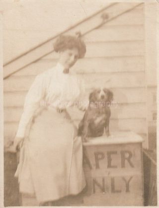 A Woman And Her Dog Of Long Ago Found Photo Bw Snapshot Vintage 810 6 M
