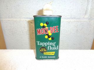 Vintage Moly Dee Tapping Fluid Handy Oiler 4 Oz.  Tin Can