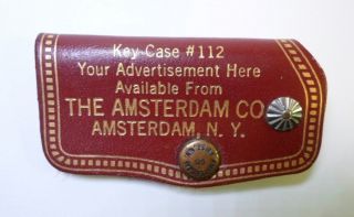Vintage Leather Key Holder - The Amsterdam Co Advertising Promotion Red & Gold