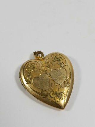 Vintage Art Nouveau Gold Filled Locket Pendant Necklace Heart Love