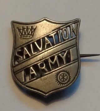 Salvation Army Badge - Vintage - White Metal.