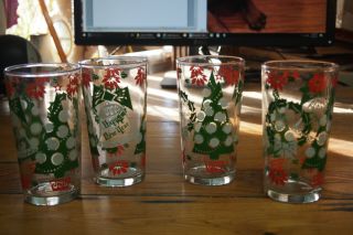 Vintage Mid - Century 60’s Merry Christmas & Happy Year Drinking Glasses