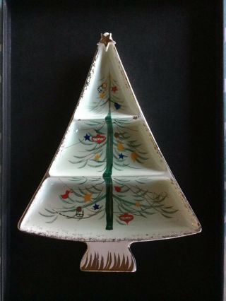 Vintage Holt Howard 3 Section Ceramic Christmas Tree Candy Dish 6079 Japan