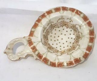 Tea Strainer Vintage Porcelain Fine China floral design with Gold Trim 4