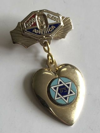Vintage Wwii Jewish Sweetheart Pin 1940’s Patriotic Home Front - Star Of David