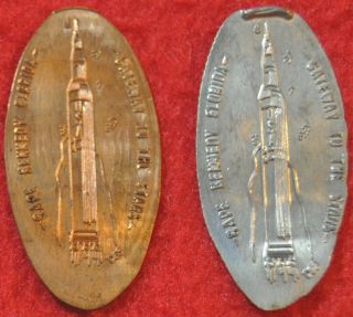 Sab - 1 Vintage Elongated Cent & Dime: Cape Kennedy Florida / Gateway To The Stars