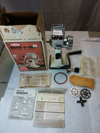 Vintage Rival Grind - O - Mat Model 303 Meat Grinder Food Chopper Vac - O - Matic Base