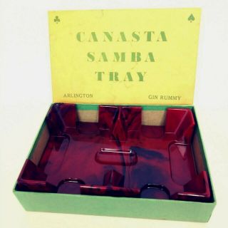 Vintage Canasta Samba Card Game Plastic Tray Box Rules Booklets 1950 - 51